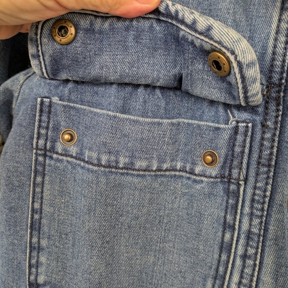 Rare Free People Rendered Denim Sherpa Jacket/Coat- Small ( Oversized) - Picture 9 of 12